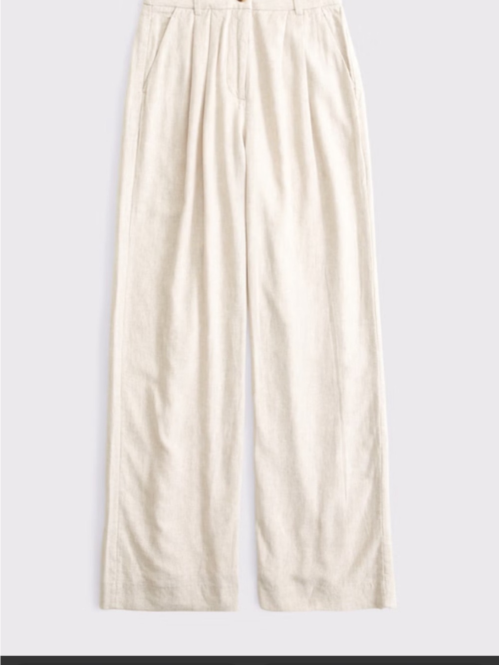Abercrombie & Fitch Wide-Leg Linen Blend Pants in Off-White